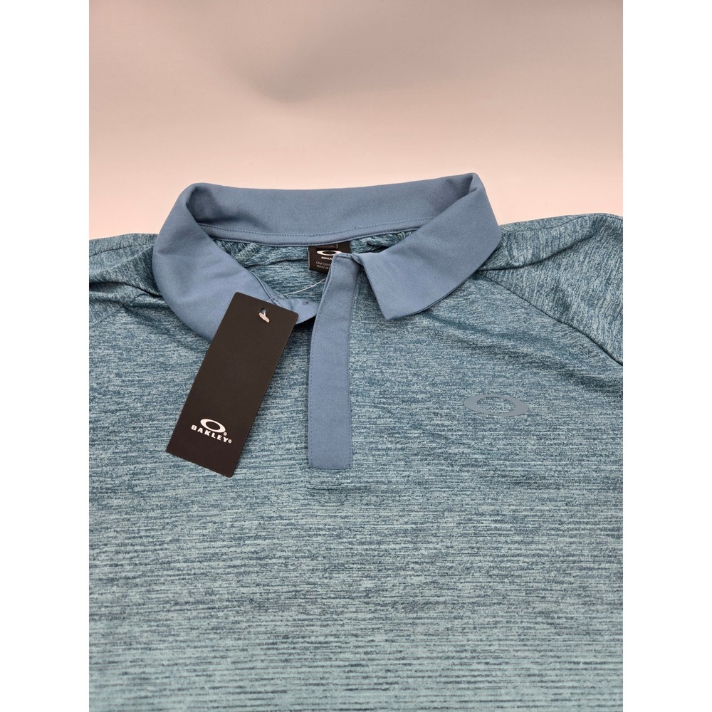 Oakley Mens Four Jack Gradient Polo Shirt Light Foam‎ Blue XL 434315 NEW - Picture 2 of 8